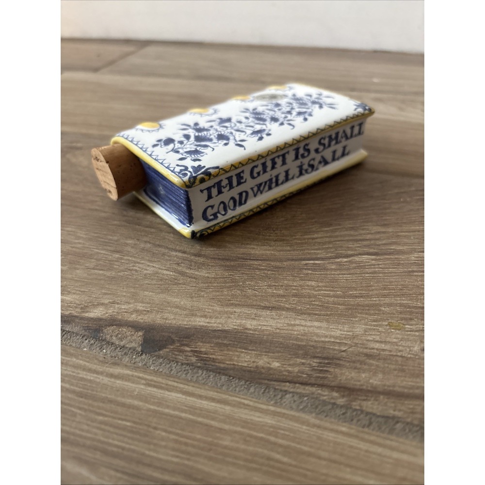 Vintage Hand Painted Delft Pottery Book Flask From‎ Metropolitan Museum Of Art